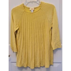 Ambria Women's Small Soft Knit Sweater Yellow 3/4 Sleeve